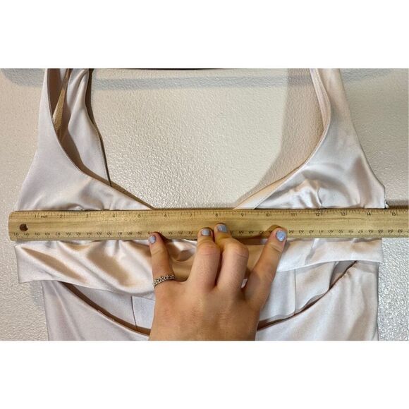 Meshki Off White Side Cut Out Satin Midi Dress Women's XS - Picture 9 of 10